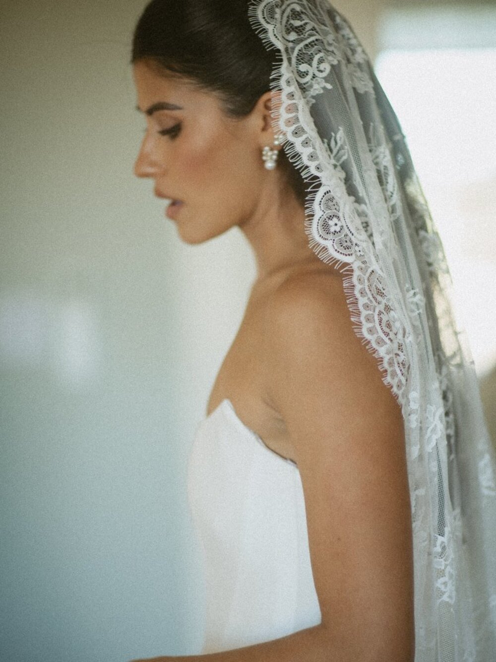 Vintage French Eyelash Lace Mantilla Cathedral Veil